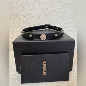 Versace Black Leather Medusa Choker/bracelet